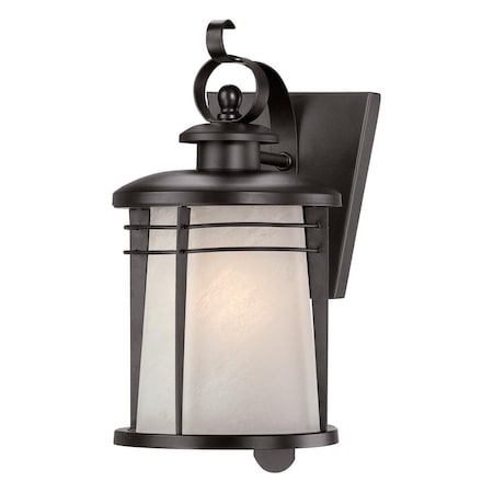 Westinghouse Fixture Wall Outdoor 100W Senecaville Weathered Bronze Steel White Albstr Glass 6674100